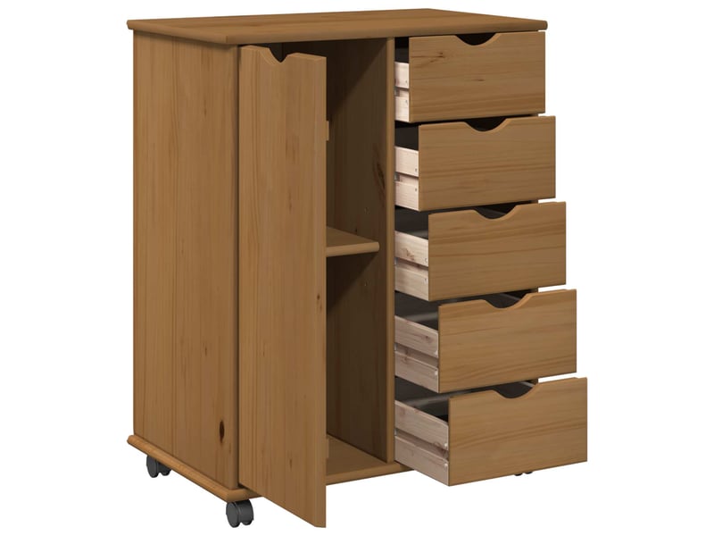  Caisson roulant de bureau, meuble de rangement 63,5 x 39 x 79 cm bois de pin massif  - Conforama D
