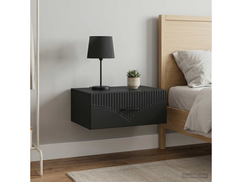  Table de chevet - cabinet de chevet - table de nuit mural 2 pc noir 49 x 34,5 x 20 cm  - Conforama C