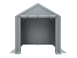 Abri de rangement gris foncé en acier galvanisé et bâche pe 170 gm², avec porte enroulable pour le jardin