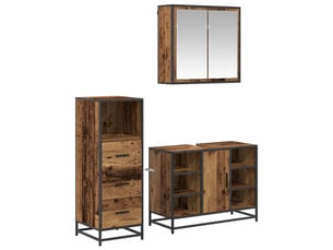 Ensemble de mobilier de salle de bain 3 pc bois ancien cf64277