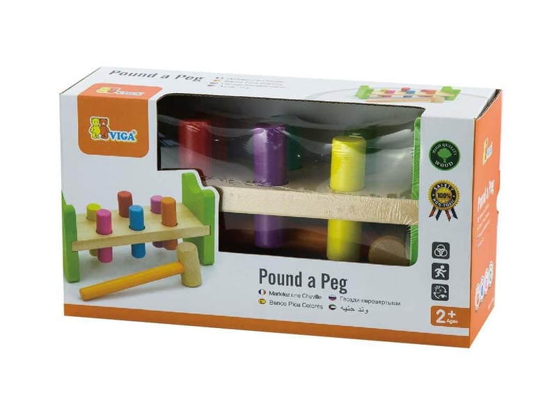  Jeu de marteau viga 50827 - bois, 6 chevilles colorées 6934510508272 - Conforama B
