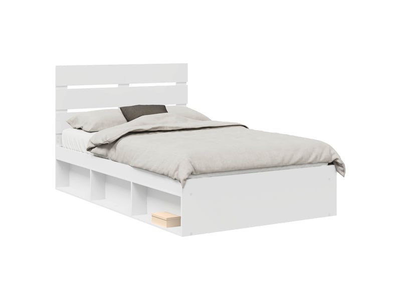  Lit double- lit adulte -  cadre de lit blanc 120 x 190 cm bois de pin massif  - Conforama A