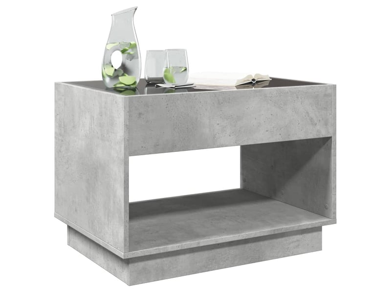 Table basse - table de salon - table à thé avec led infini gris béton 70x50x50 cm - Conforama D