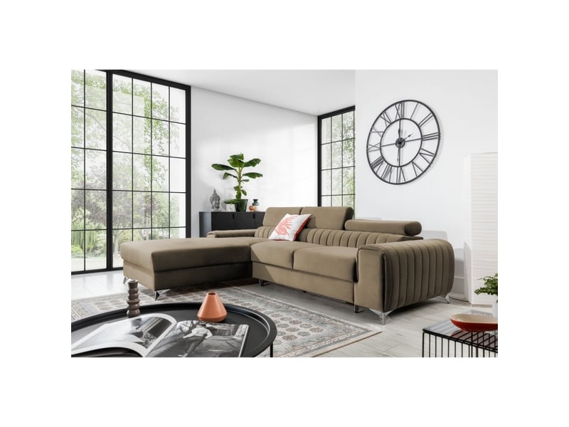 Canapé d'angle gauche marron clair convertible 3 places jayson convertible 3 places - Conforama E