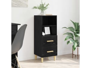 Buffet - bahut - meuble de rangement chêne noir 34 x 34,5 x 90 cm bois d'ingénierie