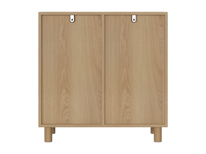 Panier à linge basculant 66x35x67 cm avec 2 paniers amovibles, rangement salle de bain, mdf décor chêne - Conforama R