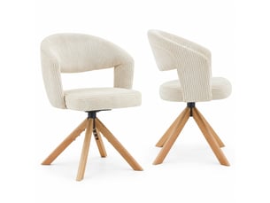 Lot de 2 chaises de salle à manger pivotantes,47x47,5x81,5 cm,velours côtelé,crème