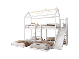 Lit superposé 90x200 cm <strong>MERAX</strong>  <strong>lit enfant blanc</strong> coloris blanc