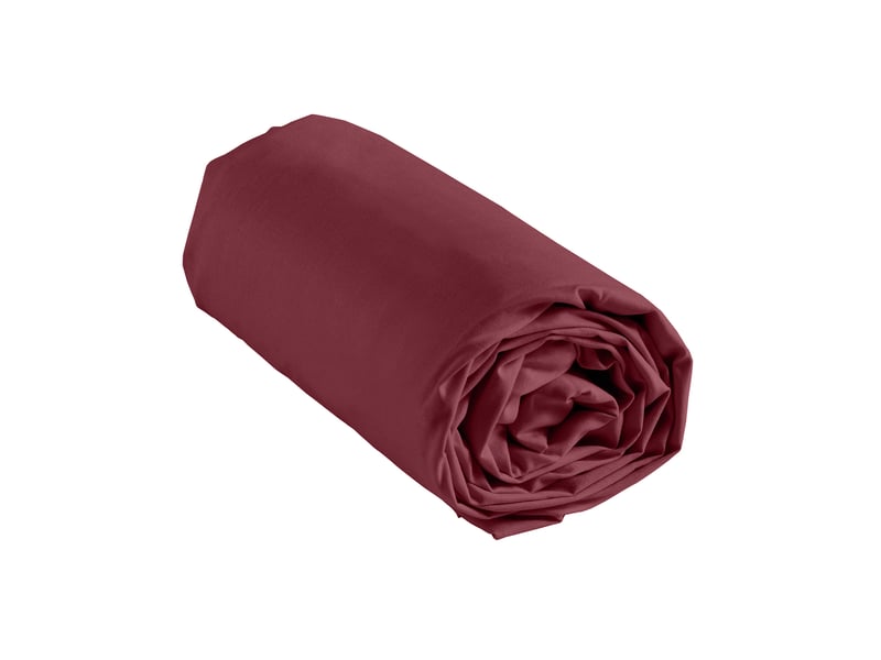 Drap housse 180x200 cm rouge SATINA - Conforama A