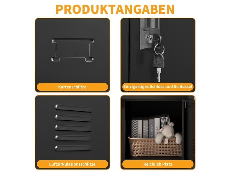  Casier vestiaire métallique 6 portes avec serrures noir 90 x 40 x 100 cm T3237P308945 - Conforama D