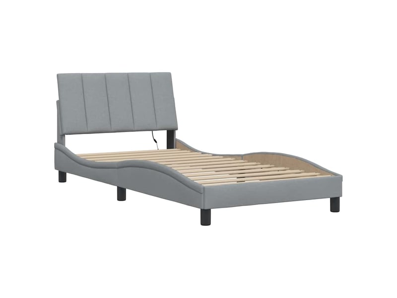  Lit simple- lit adulte -  cadre de lit sans matelas hanko gris clair 100x200 cm tissu  - Conforama B