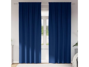 Lot de 2 rideaux occultants, rideaux black-out avec anneaux bleu foncé 260 x 140 cm cf44606