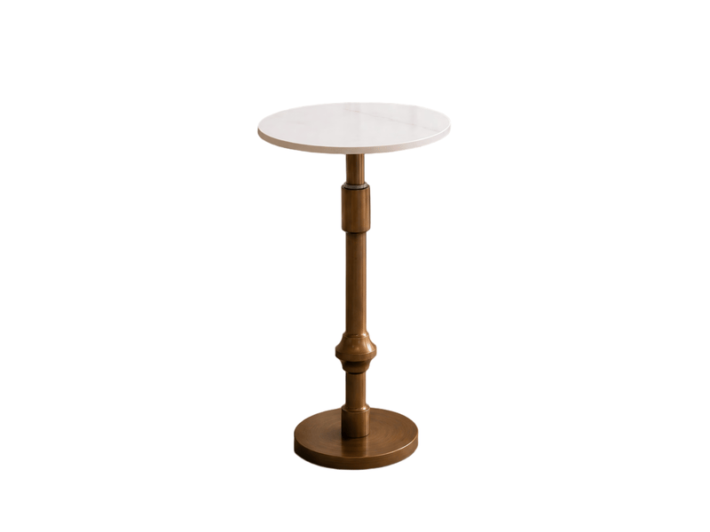  Table d’appoint plateau ovale réglable en hauteur 30x25x95 cm en métal couleur blanc, design simple  - Conforama A
