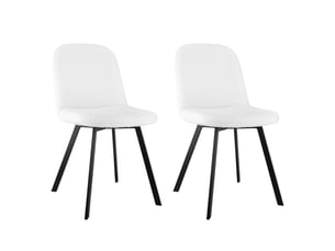 Lot de 2 chaises de salle à manger en tissu teddy beige avec structure en métal