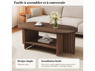 Table basse ovale coloris bois foncé <strong></strong> <strong></strong> - 49 cmx100 cm