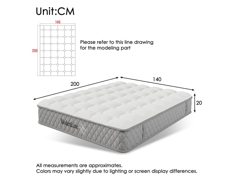  Matelas 140x200 cm 7 zones ressorts ensachés et mousse froide h3 blanc  - Conforama C
