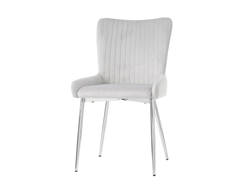  Lot de 6 chaises de salle à manger,avec pieds métal argentés,velours,gris  - Conforama A