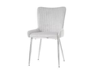 Lot de 6 chaises de salle à manger,avec pieds métal argentés,velours,gris