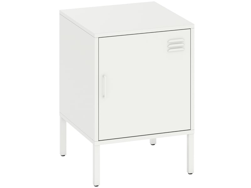  Table de chevet en acier avec étagère réglable à 3 niveaux pour chambre 40×40×56 cm blanc  - Conforama A