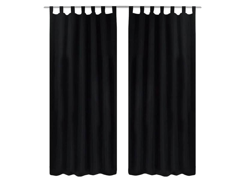  Lot de 2 rideaux à passant, rideaux de fenêtre micro satin noir 140 x 225 cm cf43424  - Conforama B