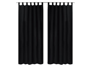 Lot de 2 rideaux à passant, rideaux de fenêtre micro satin noir 140 x 225 cm cf43424