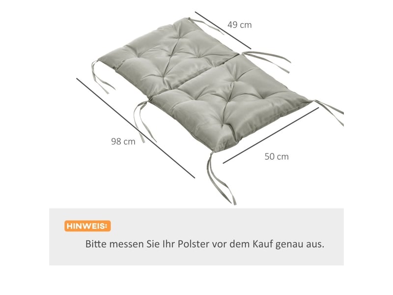  Lot de 2 coussins de chaise 98x50x8 cm avec liens gris clair  - Conforama E