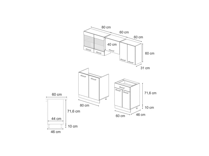  Vicco cuisine, mint campagnechêne doré, 200cm sans plan de travail  - Conforama B