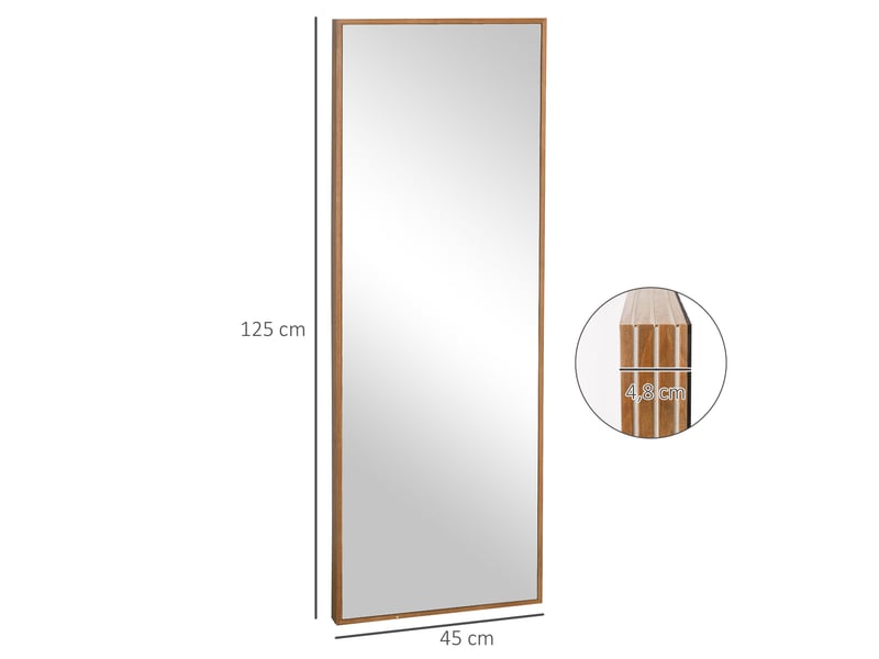  Miroir mural 125x45 cm fixation horizontale ou verticale bois naturel  - Conforama E