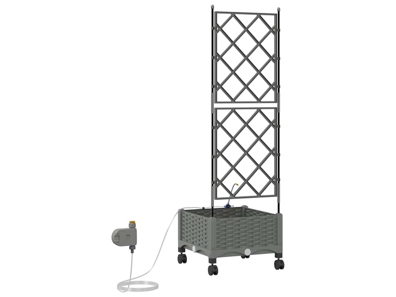 Jardinière - porte-plante de jardin avec irrigation et roues gris clair pp - Conforama D
