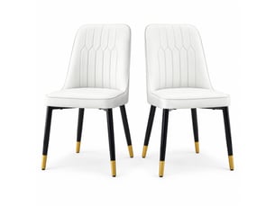Chaises de salle à manger avec dossier ergonomique  - assise rembourrée, pu et métal - blanc et noir