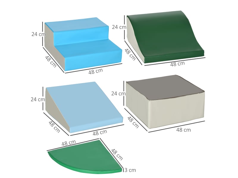  Parcours motricité bébé 6pcs, module motricité bébé en mousse epe avec housse en revêtement synthétique, blocs mousse de construction, jouets éducatifs enfants d'âge préscolaire, multicolore  - Conforama C