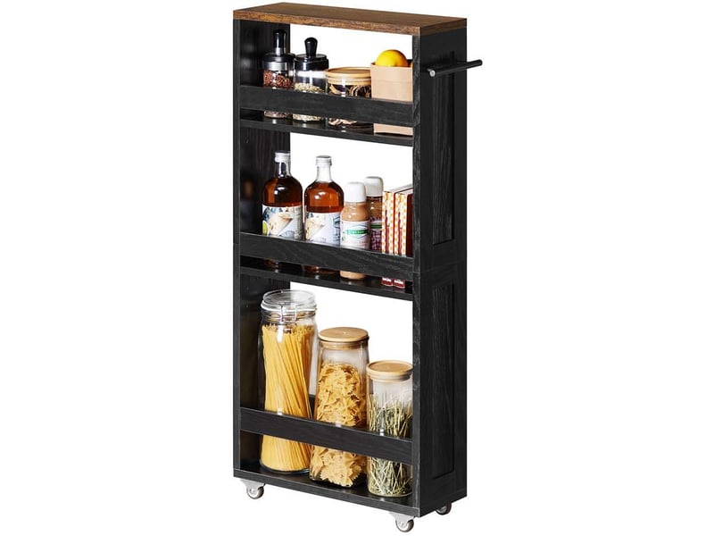  Chariot de rangement fin à 4 niveaux pour cuisine et salle de bain 15 x 43 x 86 cm en panneau d'aggloméré noir 12_0012712  - Conforama A