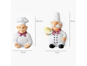 Lot de 2 crochets de prise d'alimentation mignons pour organiser la décoration murale de cook fat chef pour la maison, la cuisine, blanc