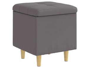 Ottoman, repose pied salon avec rangement gris 40x40x45 cm simili cuir
