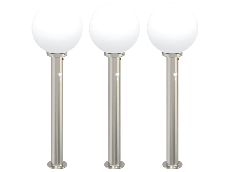  Lot de 3 borne lumineuse avec détecteur 80 cm acier inoxydable ip44 shl43026  - Conforama A