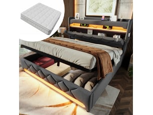 Lit 2 places 180x200 cm ELVMI coloris gris