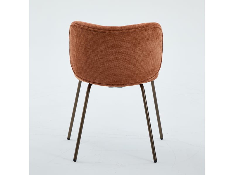  Lot de 2 chaises de salle à manger orange chenille, dossier courbé, piètement métal bronze - design moderne  - Conforama D
