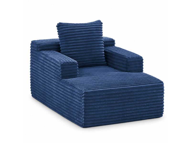  Méridienne convertible en velours côtelé bleu, mousse haute densité et ressorts ensachés IKSETERA TRADING LTD - Conforama A