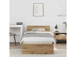 Lit adulte, lit simple, cadre de lit avec tête de lit chêne artisanal 90x200cm cf2542