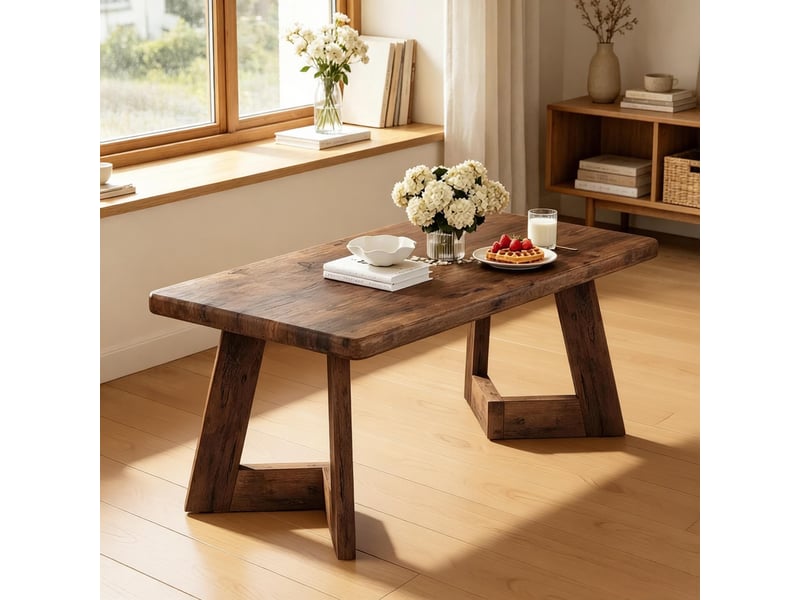  Table basse rectangulaire pour salon en panneaux de particules 120×60×51 cm marron rustique  - Conforama B