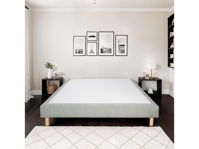  Sommier tapissier tissu sisal - gris - 80x190 3SO0205180819.C46 - Conforama E
