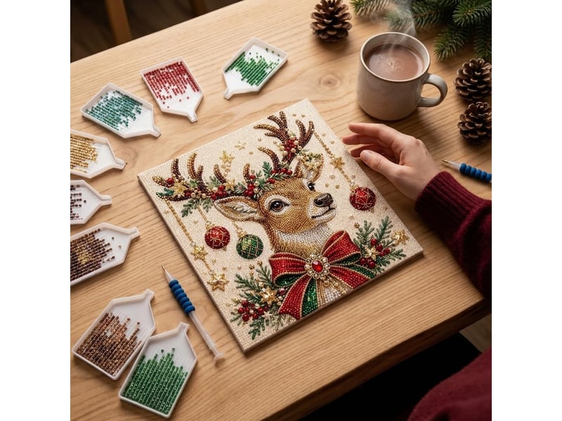 Kit diy diamond painting perles de noël – art créatif à réaliser soi-même pour adultes-style 3  - Conforama C
