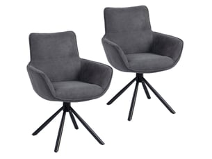 Lot de 2 chaises de salle à manger 67x64x87 cm en métal gris foncé, pivotantes, doté d'accoudoirs