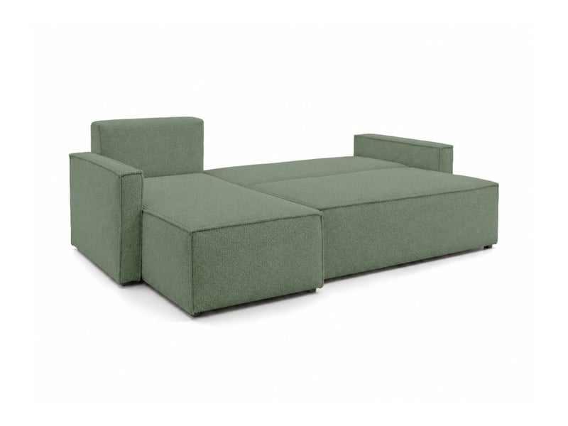  Farah - canapé d'angle reversible convertible 4 places accoudoirs slim en tissu bouclettes généreuses  - Conforama C