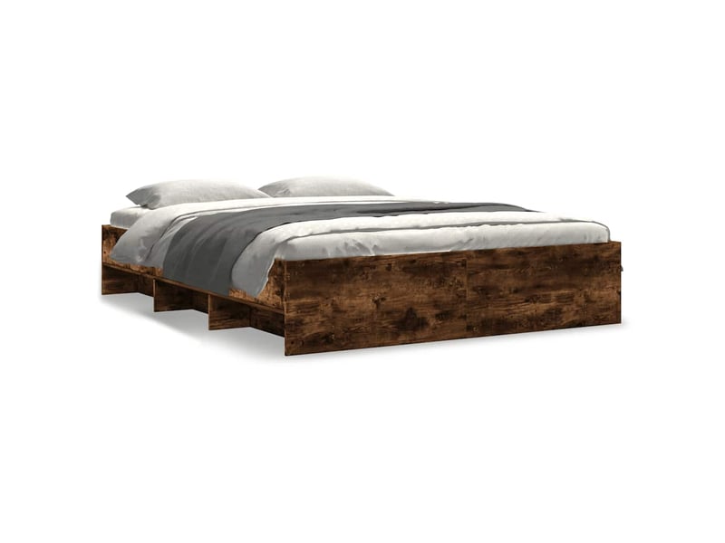  Lit double- lit adulte -  cadre de lit sans matelas chêne fumé 150x200 cm bois ingénierie  - Conforama A