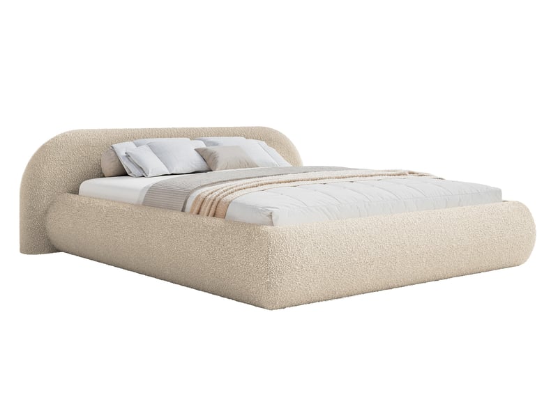  Selsey shels - lit rembourré - 200x200 cm - bouclé beige clair Shels Low - Conforama A