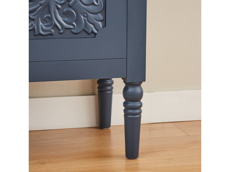 Buffet 160x40x89 cm, bleu marine, style classique avec coins arrondis sécurité, panneaux de particules  - Conforama E