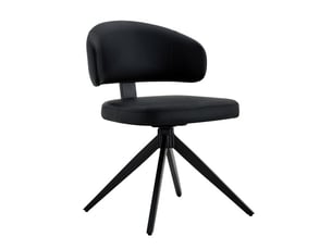 Lot de 2 chaises modernes pour salle à manger – dossier incurvé, assise pu, piètement métal à 4 pieds, pivotantes