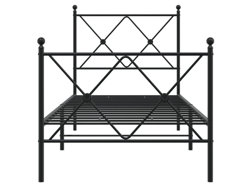  Lit simple- lit adulte -  cadre de lit métal sans matelas avec pied de lit noir 80x200 cm  - Conforama C