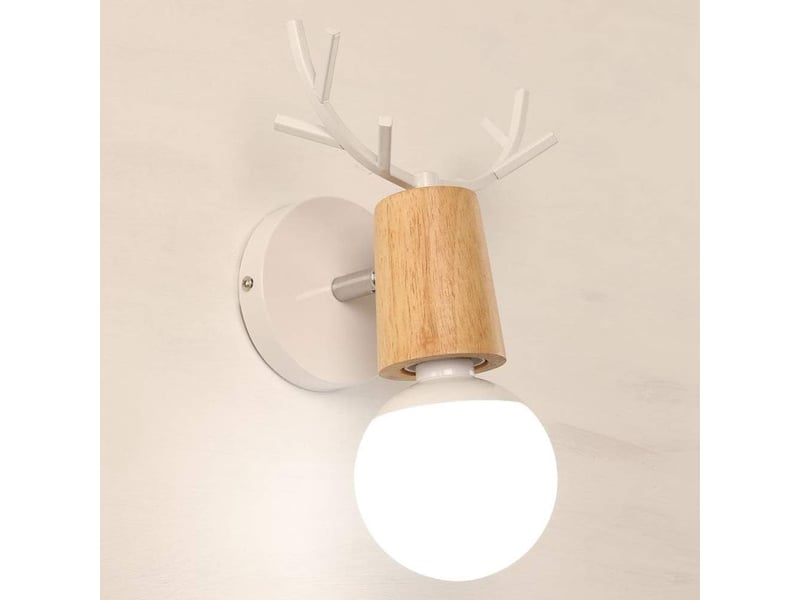  Lot de 2 applique murale moderne créative design cerf antler blanc bois et métal 7914674603 - Conforama B